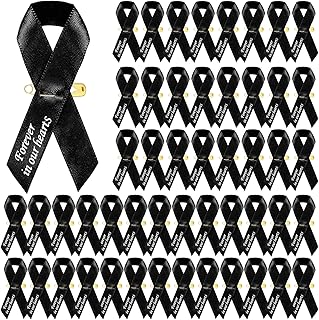 50 Pcs Funeral Ribbons Memorial Ribbon Funeral Pins Classic Memorial Service Respect Meditation Personalized