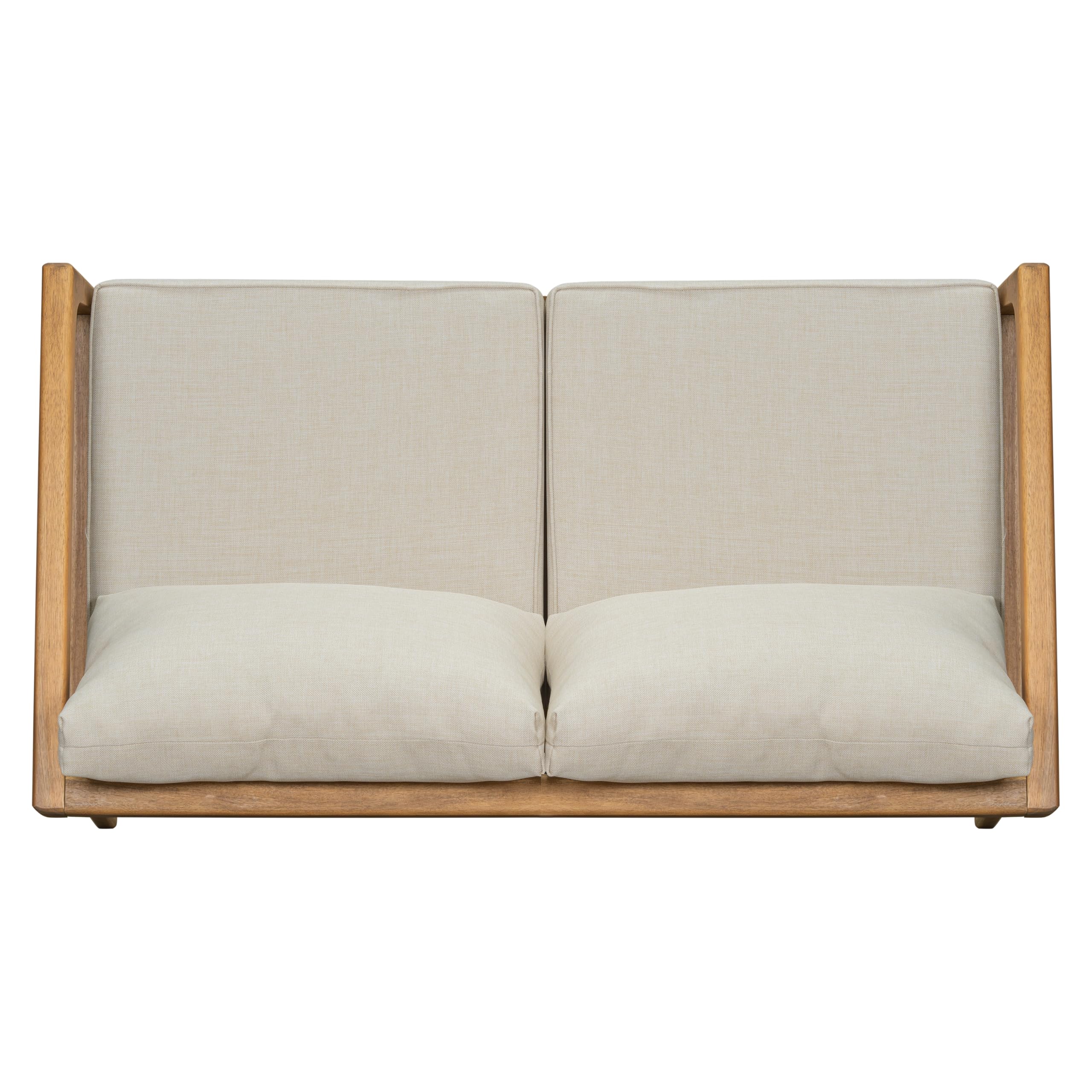 Westin - Mueble de sofá biplaza de madera de acacia para patio, sofá de 2 plazas para exteriores con cojines extraíbles de tela, porche, jardín, patio trasero, teca y beige 6