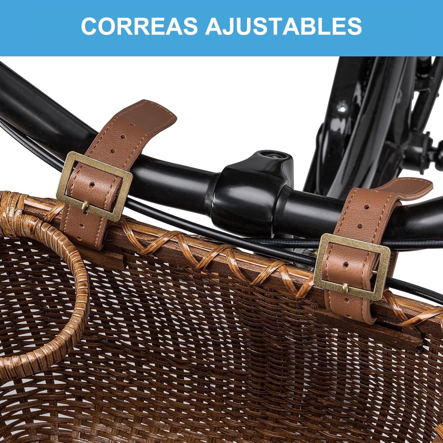 CXWXC Cesta de Bicicleta – Cestas de ratán Hechas a Mano para niñas y Mujeres – Cesta Frontal para Bicicleta con Soporte para Taza de café para Crucero de Playa, Scooter, Bicicleta eléctrica