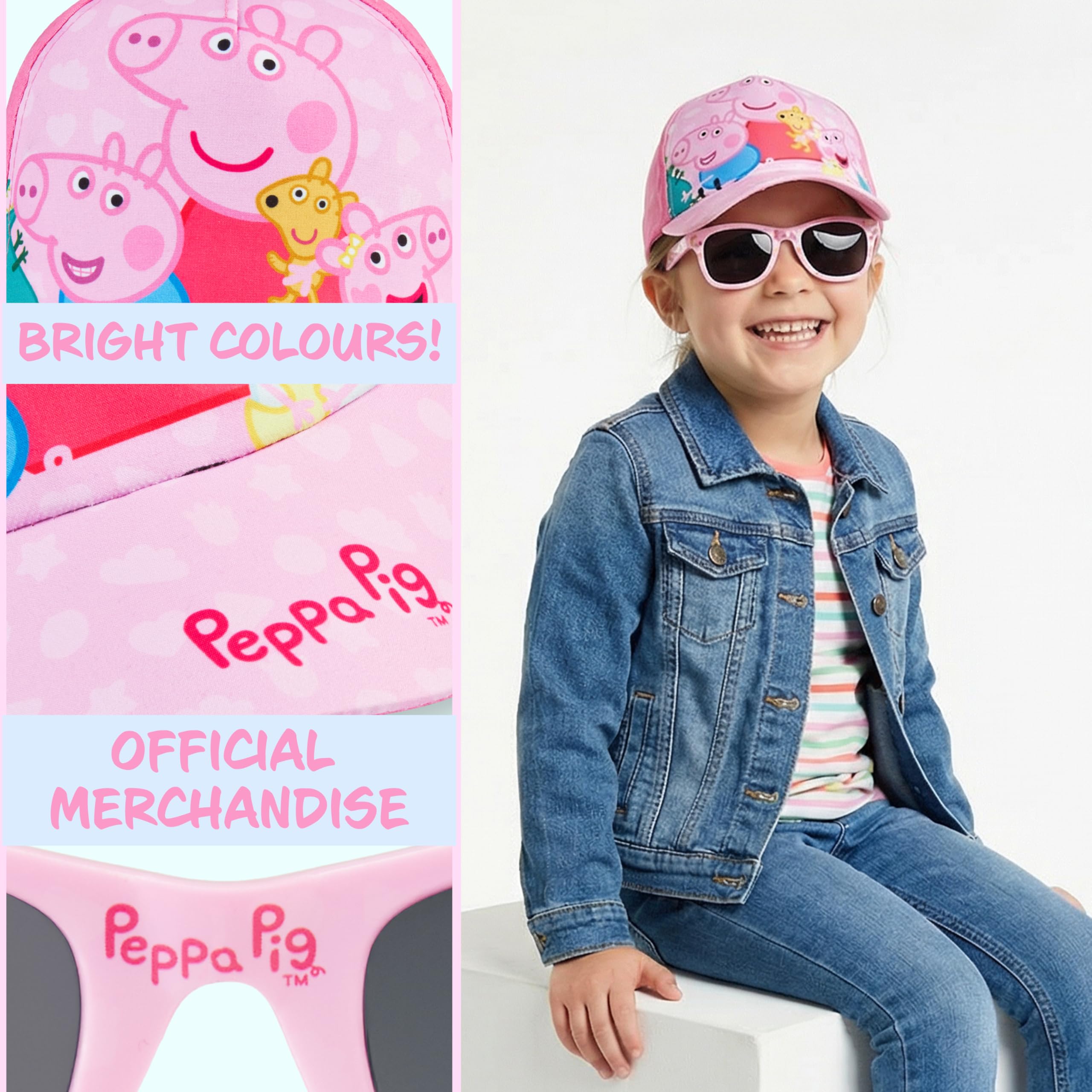 Paw Patrol | Peppa Pig Gorra Niña Ajustable con Gafas de Sol Protección UV400, Conjunto Niña Verano, Viajes Accesorios - 5