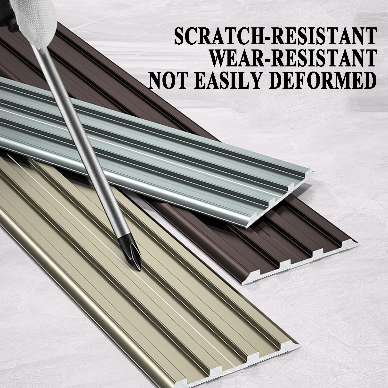 Tiras antideslizantes para peldaños de escalera de 95 pies, borde de aluminio, fácil de instalar, para protección de escaleras, 3 unidades, solución de seguridad plateada, 40 mm