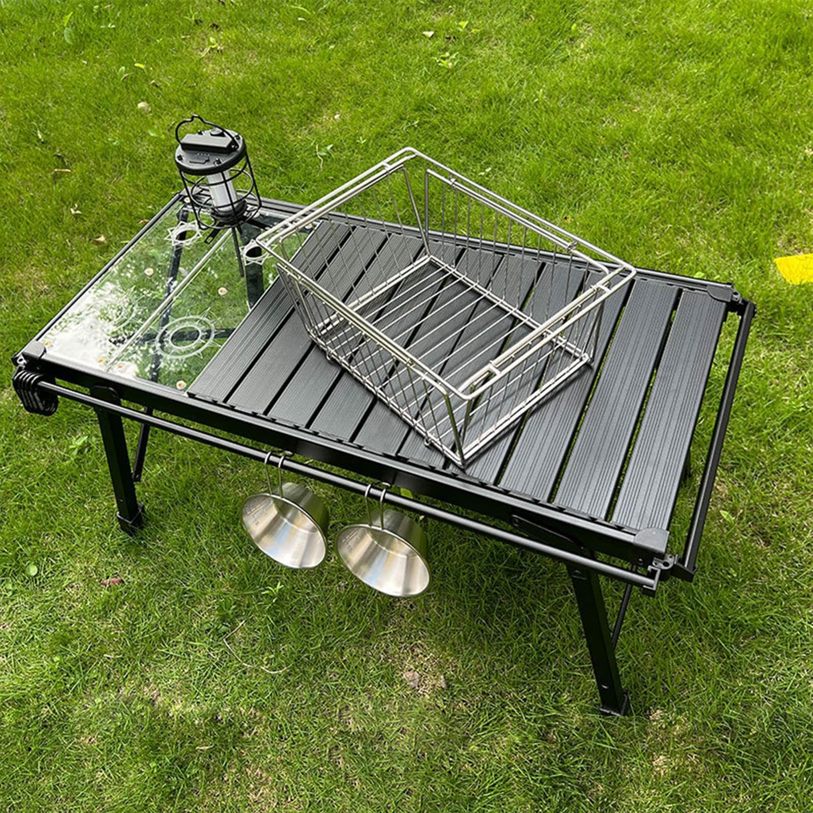 Cesta de mesa de acero inoxidable, cesta de almacenamiento plegable Cesta | Cesta escurridora de Mesa Cesta para Lavado de Verduras para Picnic, Barbacoa, Playa, Patio