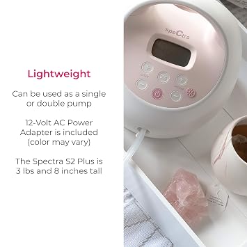 Spectra - S2 Plus Electric Breast Milk Pump Bump مع مضخة S1 ، والزجاجات ، وحماة التدفق الخلفي ، والأنابيب ، وصمام Duckbill ، والفلانشات 24/28mm