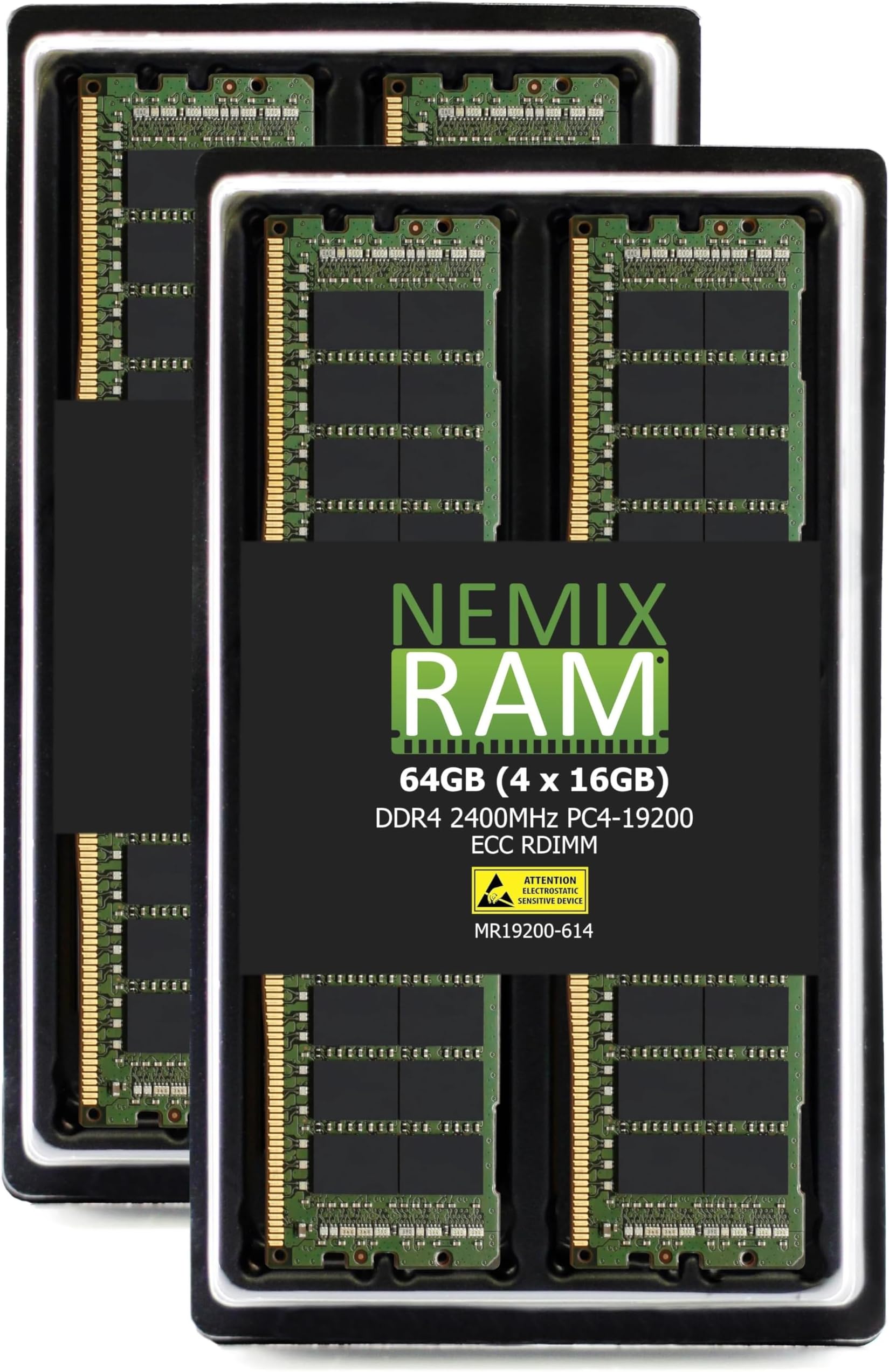 NEMIX RAM 64GB (4X16GB) DDR4 2400MHZ PC4-19200 1Rx4 1.2V CL17 288-PIN ECC RDIMM Registered Server Memory KIT