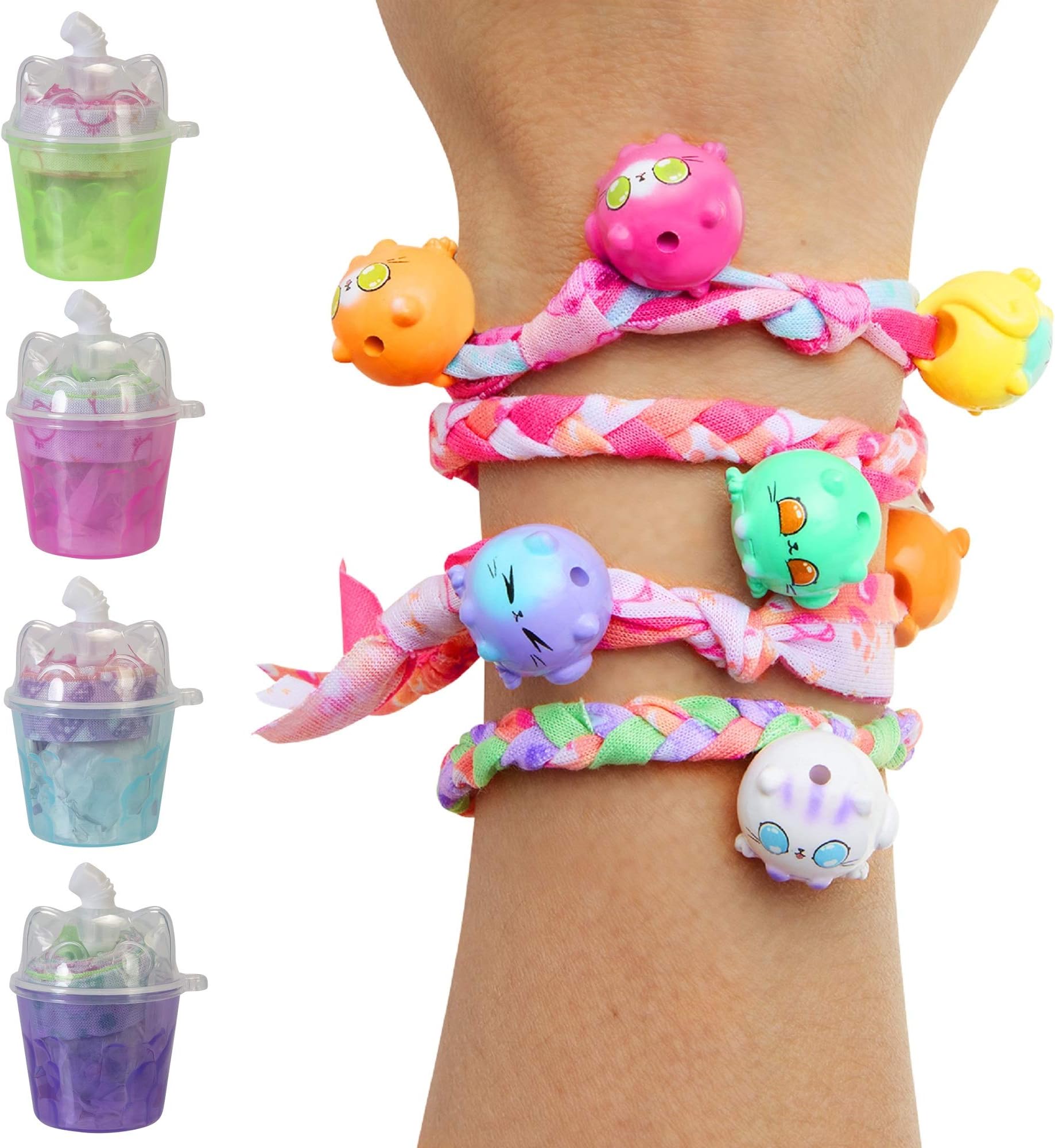 Kitten Catfé Meowble Yarn Ball Bracelet 4 Pack, Cat Ball Charms & Clasps Hidden in a Boba Cup to Create Your Own Friendship Bracelets with Charms! 24 to Collect in Series #2