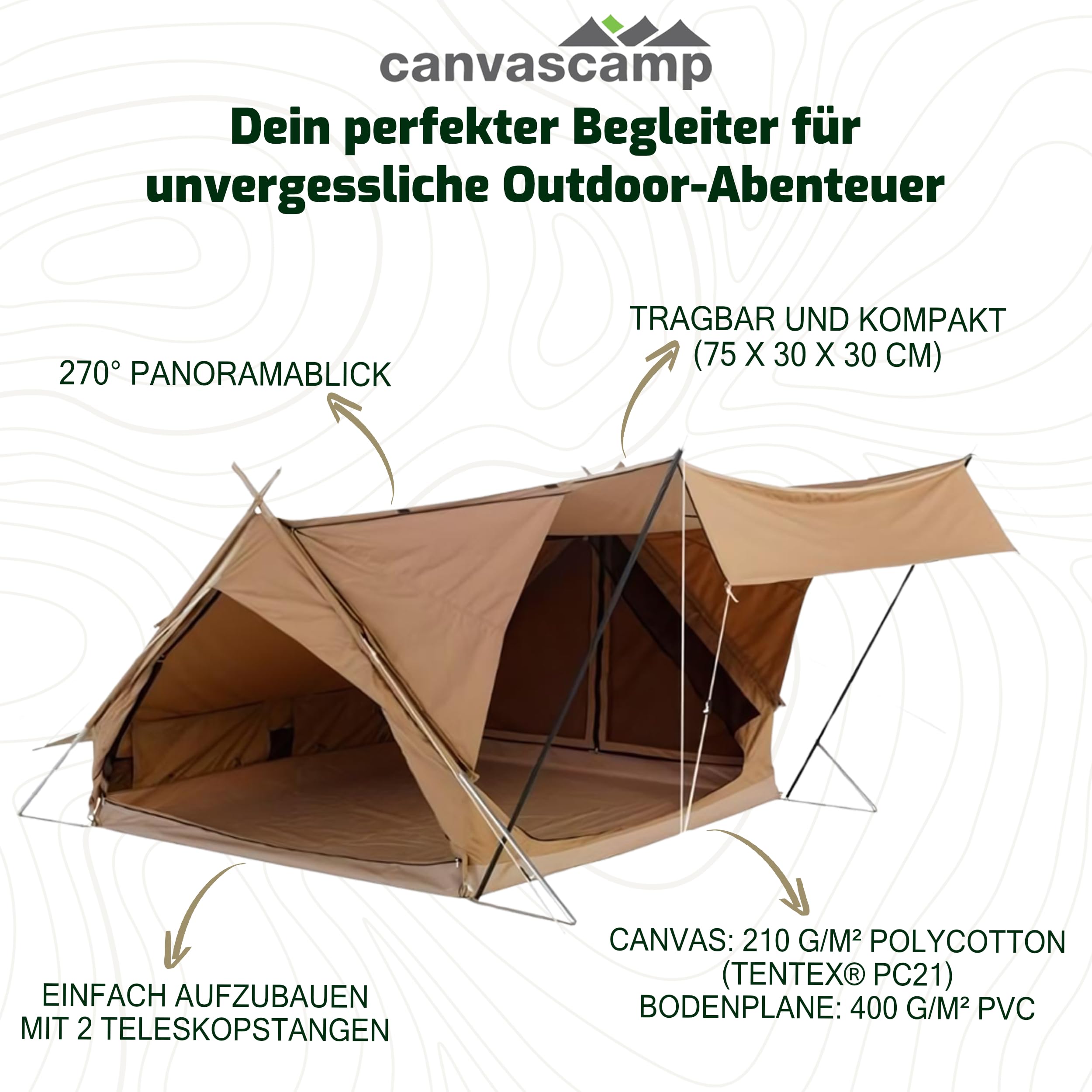 Altai Zelt 3 Personen – 270°-Panoramablick Glamping Zelt – Ideales Outdoor Camping Zelt für Festivals, Glamping & Firstzelt, 3 Mann Zelt Wasserdicht | Luxus Zelt | Campingzelt