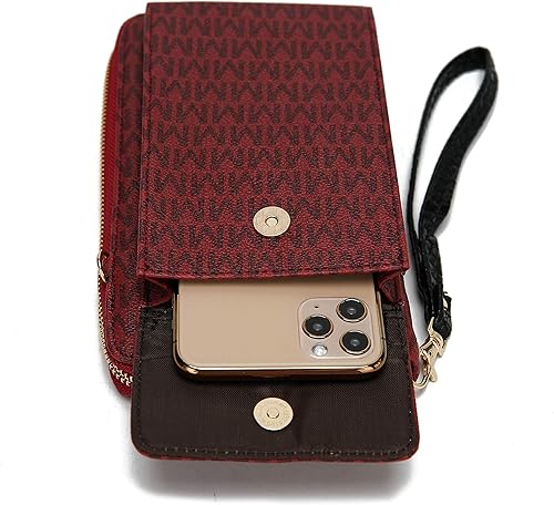 Miniatura 4 de MKF Collection Bolso cruzado para teléfono celular para mujer, bolso de mano de piel sintética con múltiples bolsillos, correa para la muñeca
