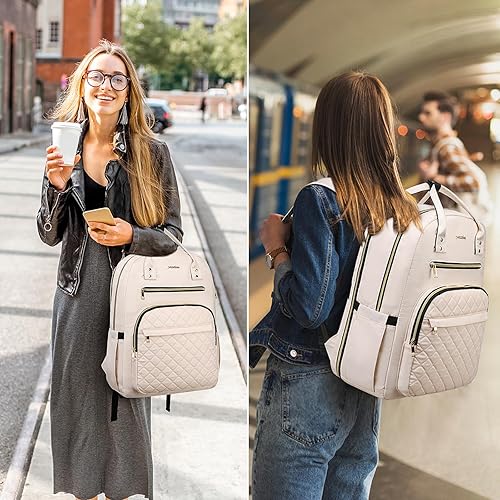 Miniatura 2 de Mochila de 17 pulgadas para mujeres y adolescentes, mochila escolar TSA para laptop con USB para estudiantes universitarios, negocios, oficina,