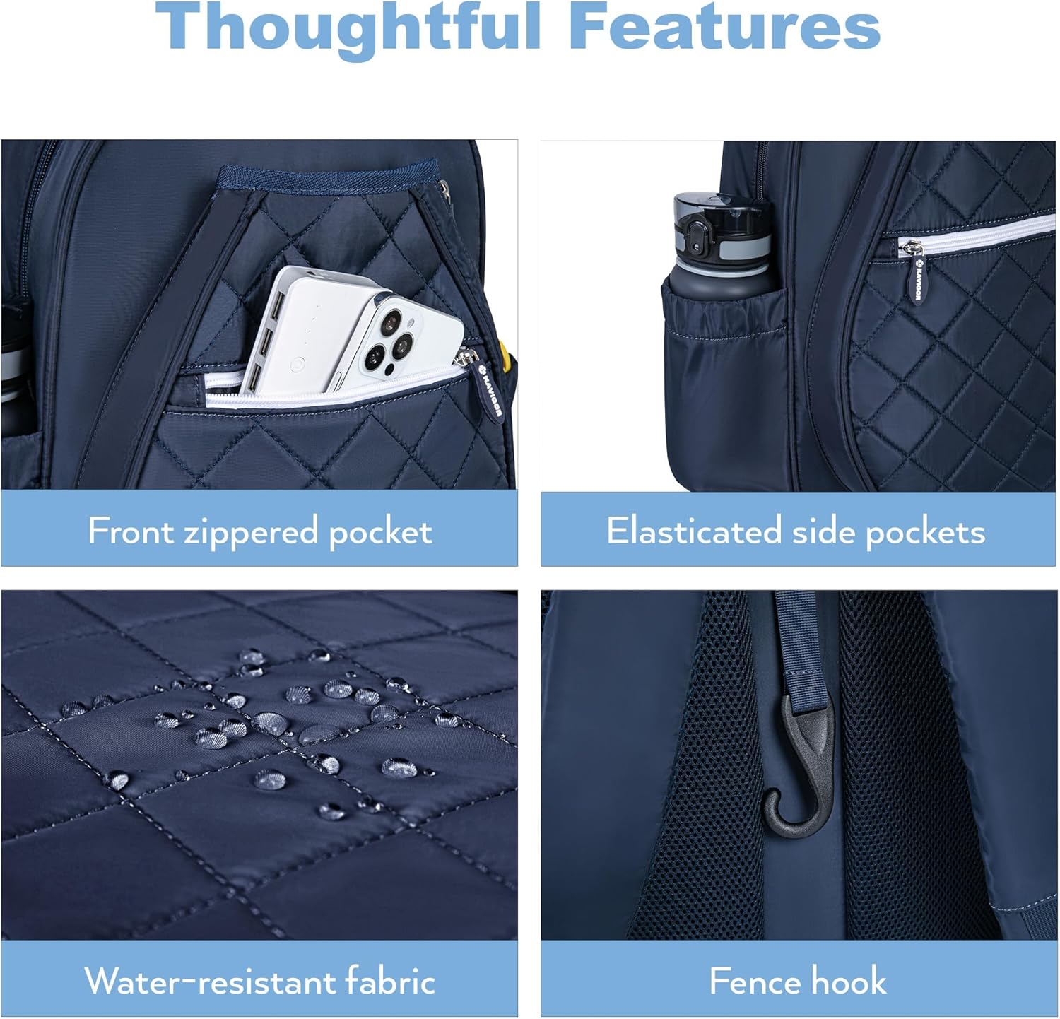 KAVIGOR Pickleball Bag, Quilted Pickleball Backpack with Shoe Compartment & Waterproof Pocket, Pickle Ball Paddle Bag Fits 2 to 4 Paddles for Women and Men