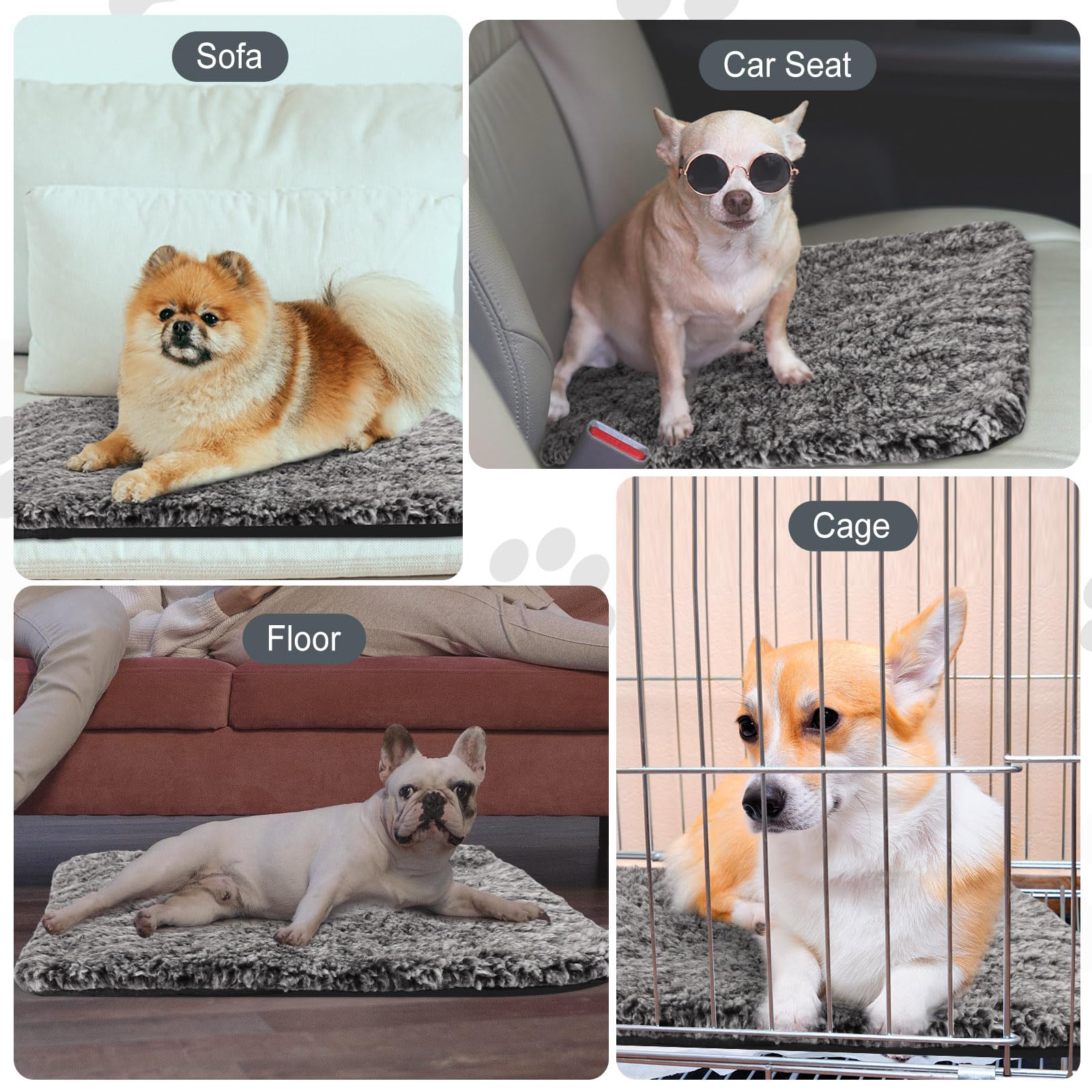 Photect 4 Letti Autoriscaldanti per Gatti Lavabili Tappetino Autoriscaldante per Gatti e Cani Tappeto Termico per Animali Domestici da Federa Rimovibile Antiscivolo(Grigio)