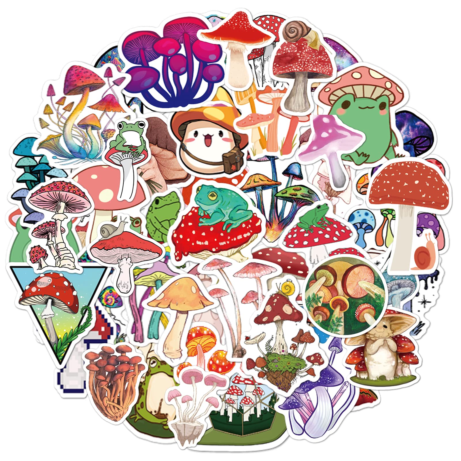 Mushroom Stickers|50pcs|Decal Stickers Vinyl Waterproof Stickers for Computer,Phone,Guitar,Water Bottles,Mushroom Stickers Pack for Kids Adult