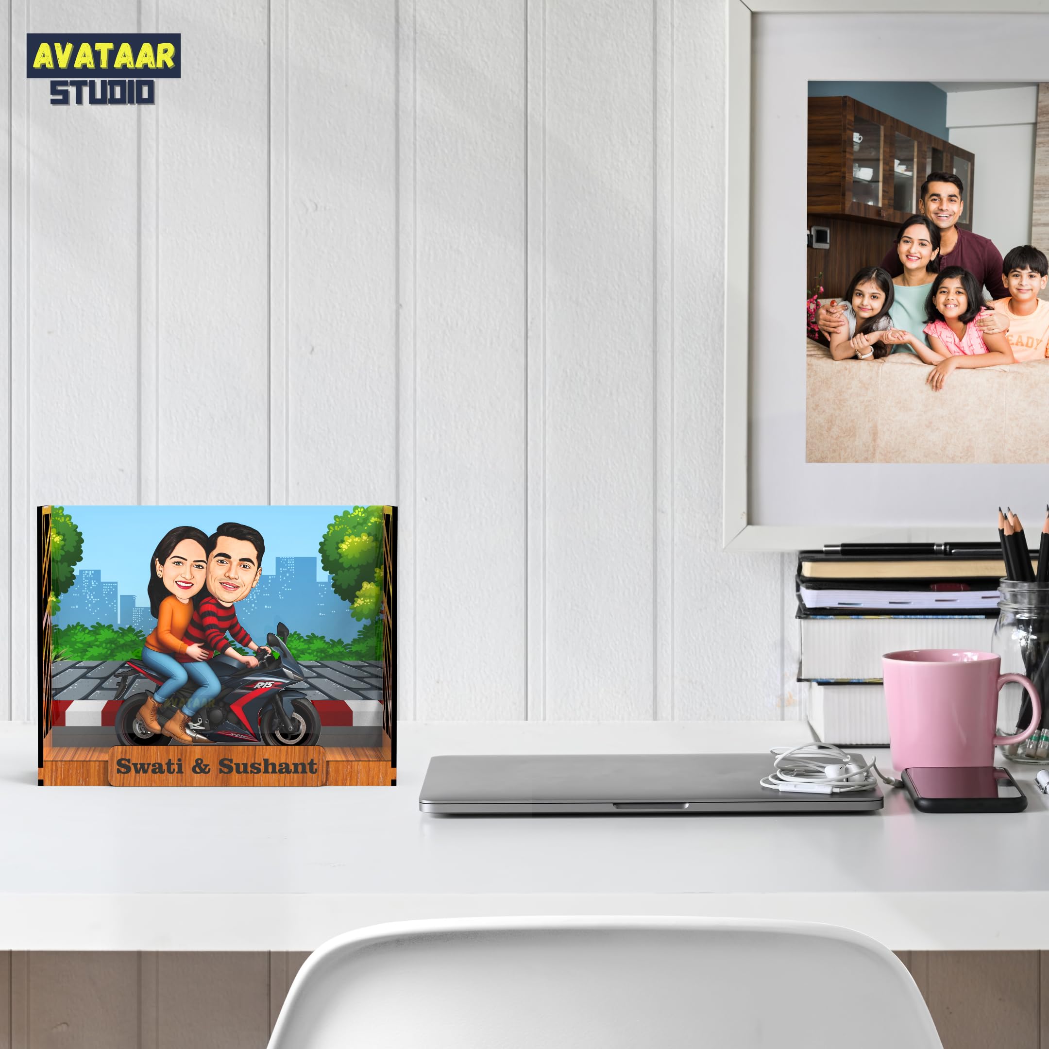 AVATAAR STUDIO Personalized Couple Caricature Gift Custom Cartoon Photo Frame Anniversary Gift for Husband Wife Girlfriend Boyfriend Unique Romantic Gift for Couples 3