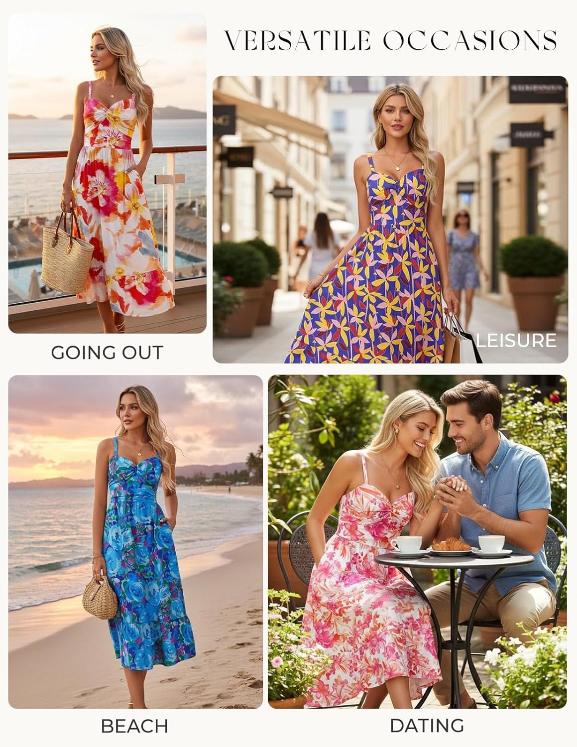 GRACE KARIN Women's Summer Casual Dress,Floral Sleeveless Midi Dress,Beach Vacation Dresses - Image 6