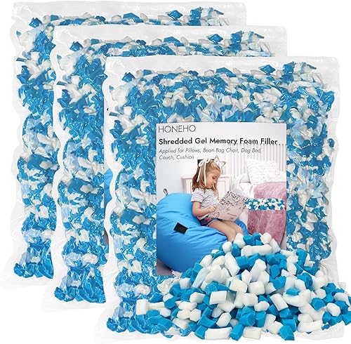 Relleno de espuma viscoelástica de gel triturado de 15 libras, cómodo y suave, relleno de espuma viscoelástica para almohada refrescante