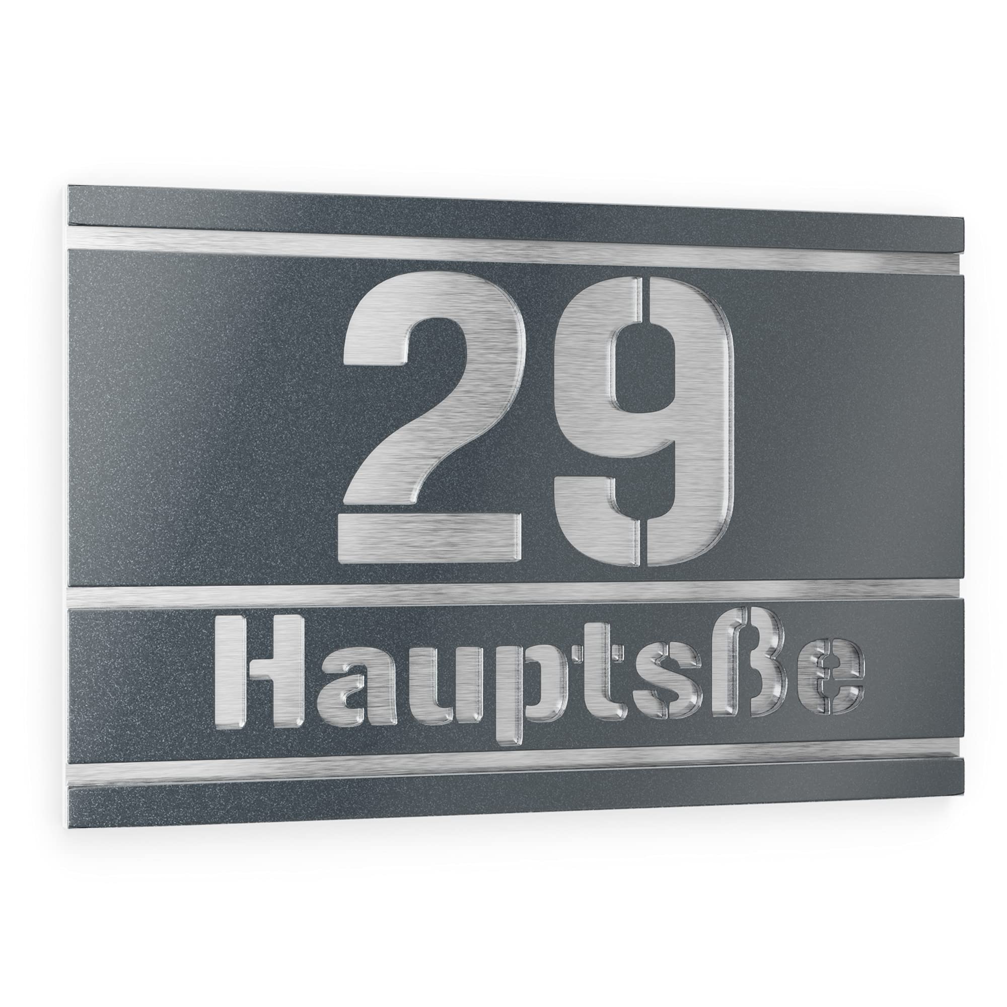 Targa Numero Civico Graviers Design - Numero Civico In Acciaio Inox V2A, 215 X 150 Mm Numero Civico In Acciaio Inox E Vetro Acrilico