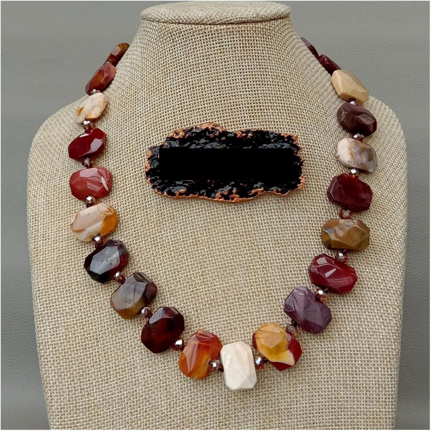 19'' Natural Faceted Chunky Rectangle Knot Handmade Chocker Women Jewelry Necklace Strand