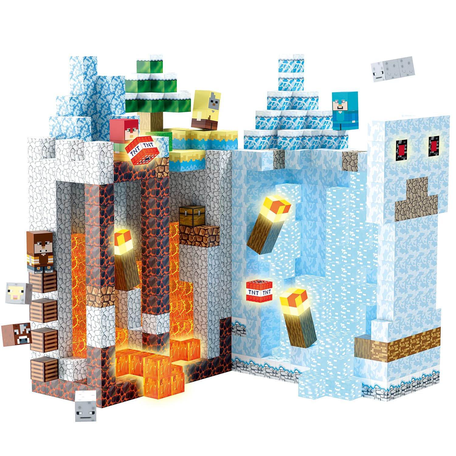 200PCS Magnetic Building Blocks, Magnetic Blocks Building STEM Construction Toys, Montessori Sensory Stacking Toy for Toddlers, Frozen Magnet Cubes with Light Blocks for Boys Girls Age 3 4 5 6 7 8-12