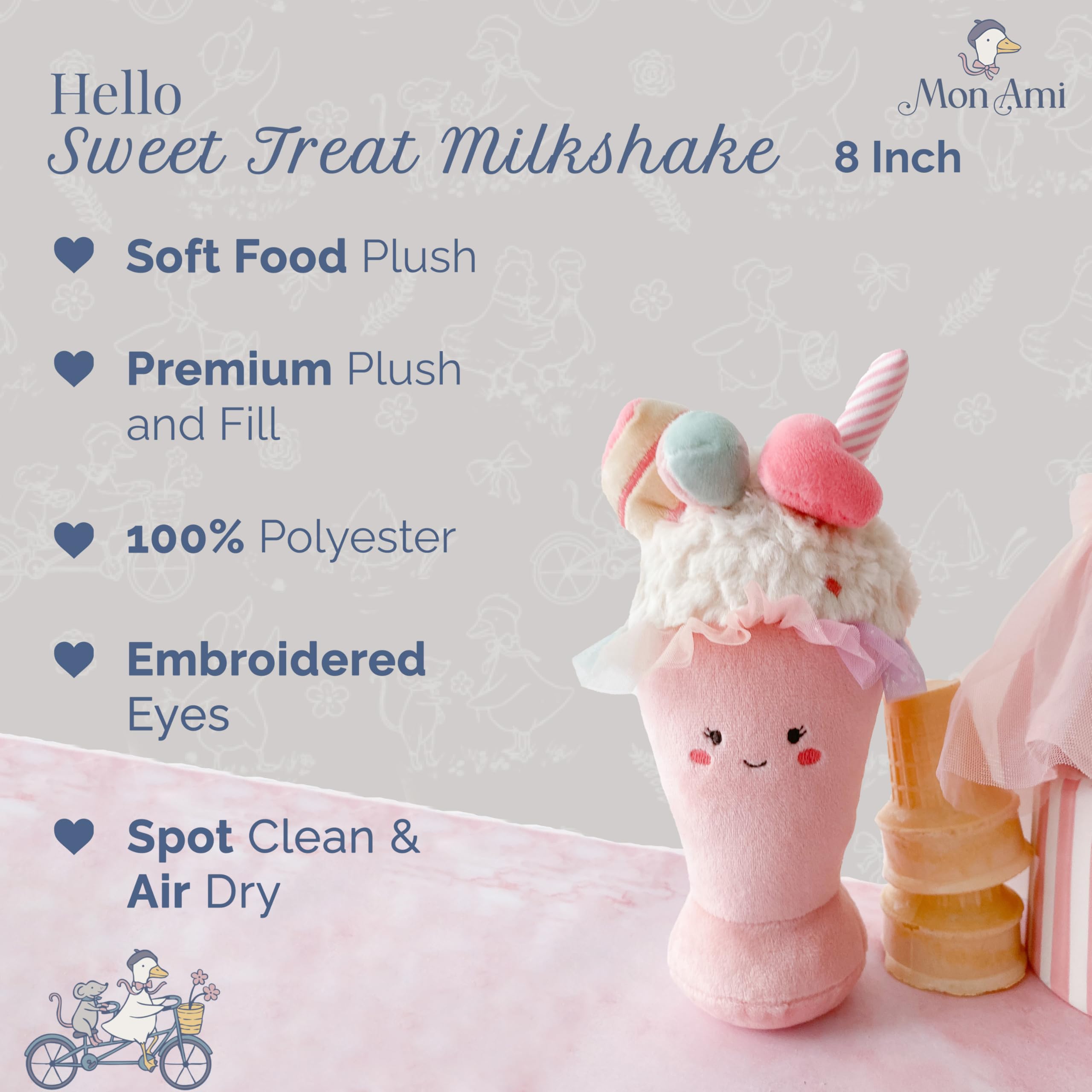 MON AMI Sweet Treat Milkshake 8-Inch Food Plush Toy for Boys & Girls, Multicolor, 8 inches (H) x 4 inches (W) x 3.5 inches (D) - Image 2