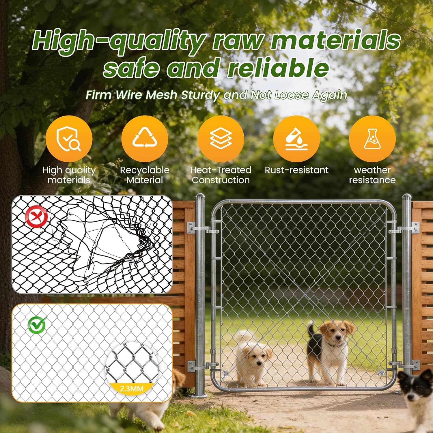 48" H Chain Link Fence Gate with 67" Posts – Width Adjustable 24"-72" Galvanized Metal Yard, Garden & Farm Gate Kit for Backyard, Dog Fence, Chicken Coop & Side Gates