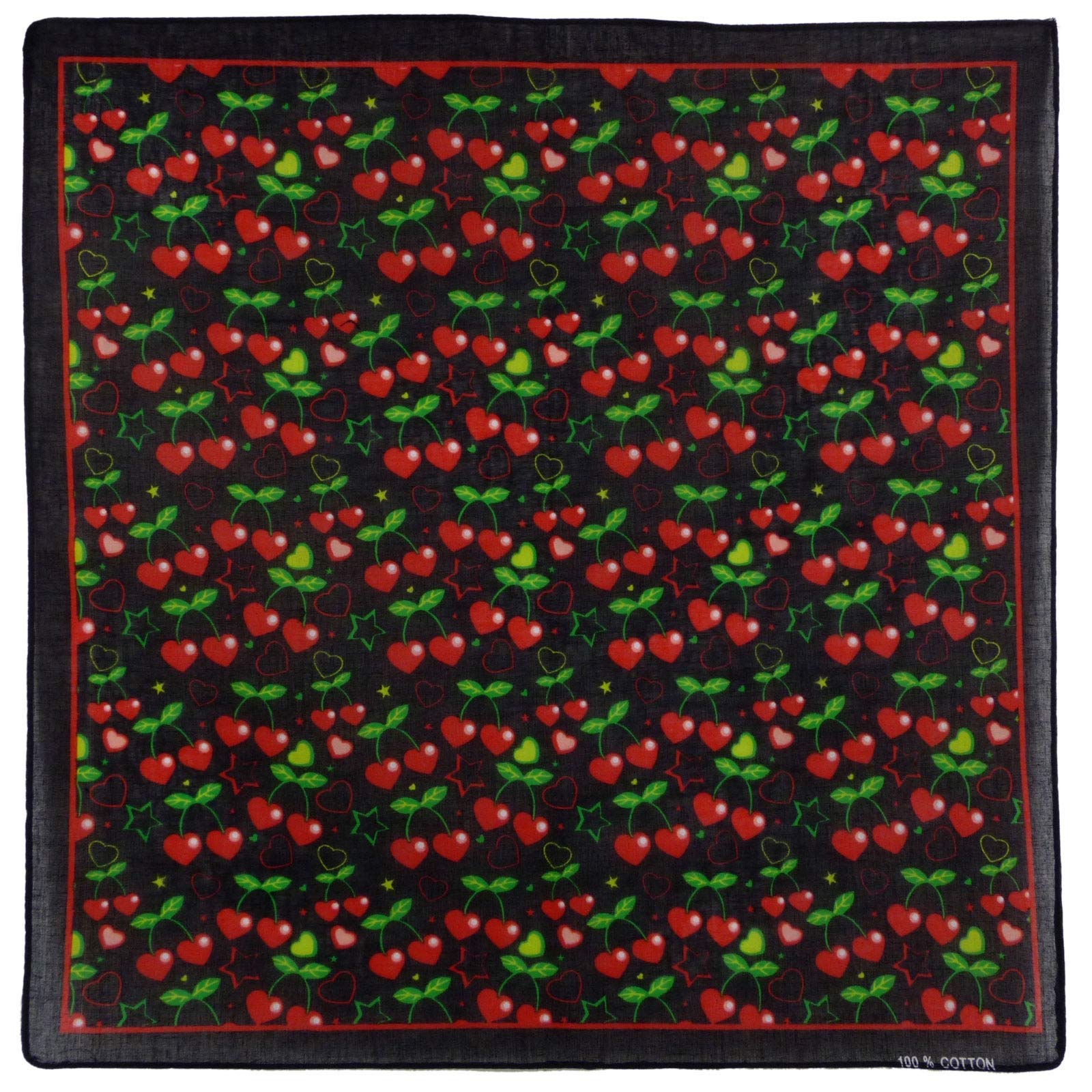 Pickled Moon Women's Multicolour Bandana Scarf Heart Cherries Festivals Parties Fancy Dress