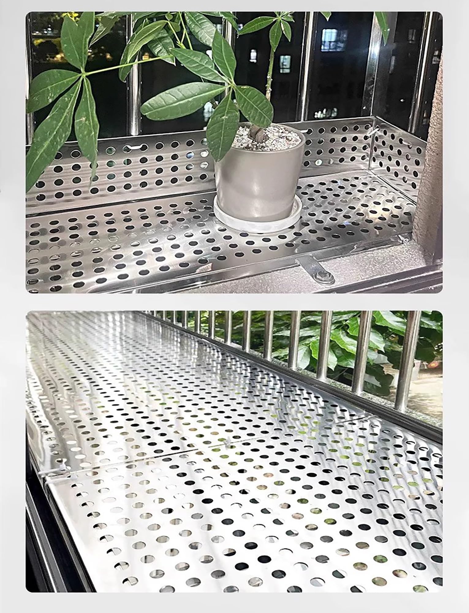 Tôle perforée en Acier Inoxydable, Tailles Multiples de Trou l'argent 10mm Plat perforé l'acier Inoxydable 304 for la fenêtre Balcon(0.6mm 55x150cm)