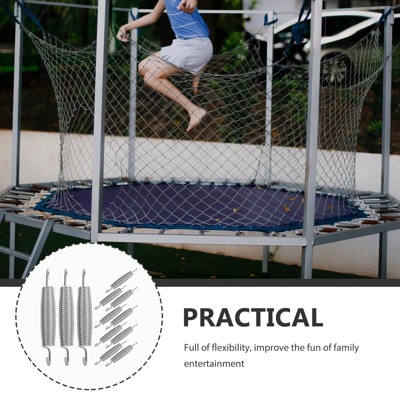 GLEAVI 12 Stück Ersatzfedern für Trampoline aus Stahl: Federn mit Doppelhakenstruktur für einfache Installation – kompatibel mit verschiedenen Trampolinen