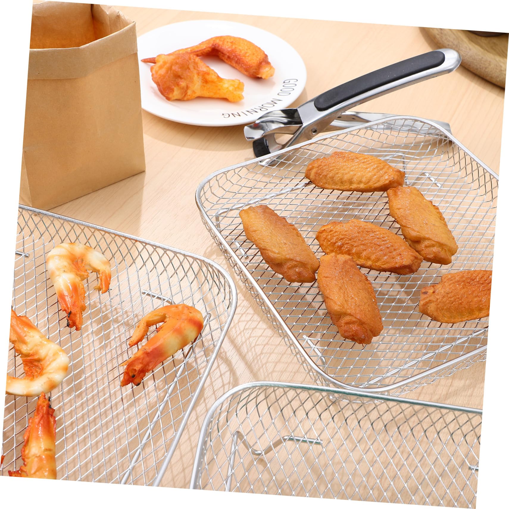 Rejillas Apilables de Acero Inoxidable 3 Piezas, Diseño Multicapa sin Rebabas para Freidora de Aire Ideales para Cocina en Casa y Restaurantes