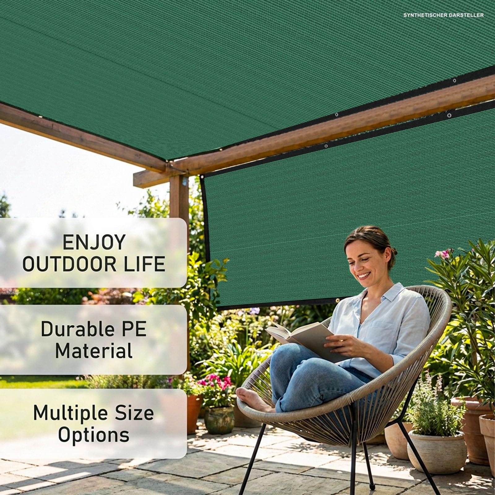 Schattierungsnetz-Schattennetz Mit ösen 80% UV Sonnensegel für Terrasse Pergola Balkon Garten Pflanze Gewächshaus Auto Hühnerstall Outdoor Scheunen und Hundehütten