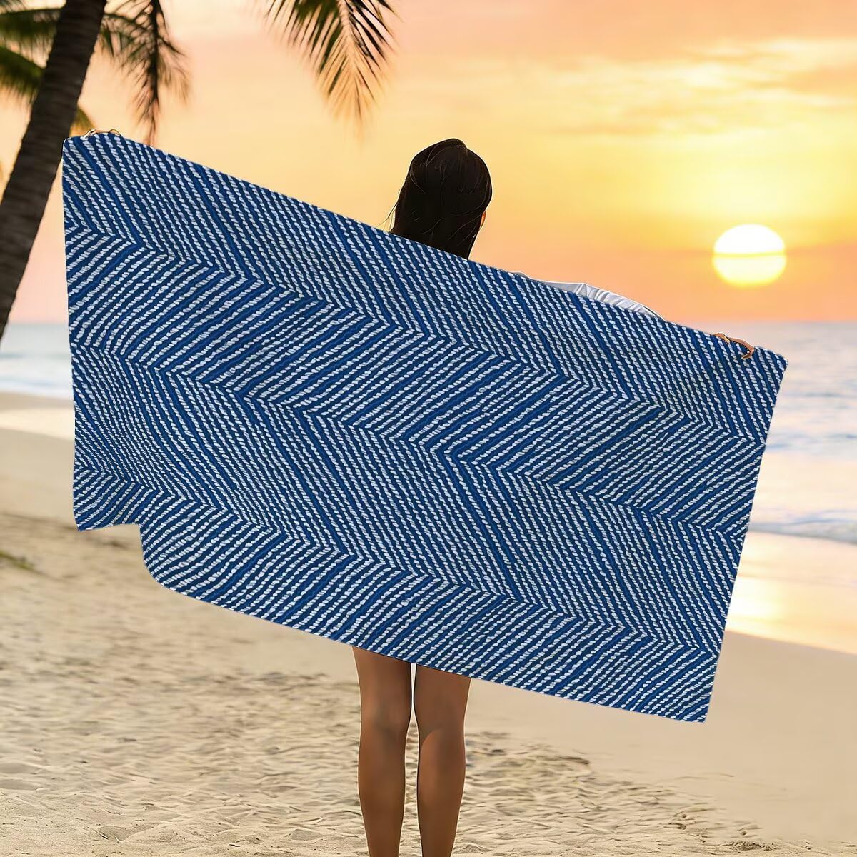 Telo Mare Microfibra, Telo Mare Grande 90x200cm 2 Pezzi, Asciugamano Palestra Donna Asciugatura Rapida, Antisabbia Asciugamano Microfibra, Leggero Asciugamani Palestra per Regalo (Geometria) -4040