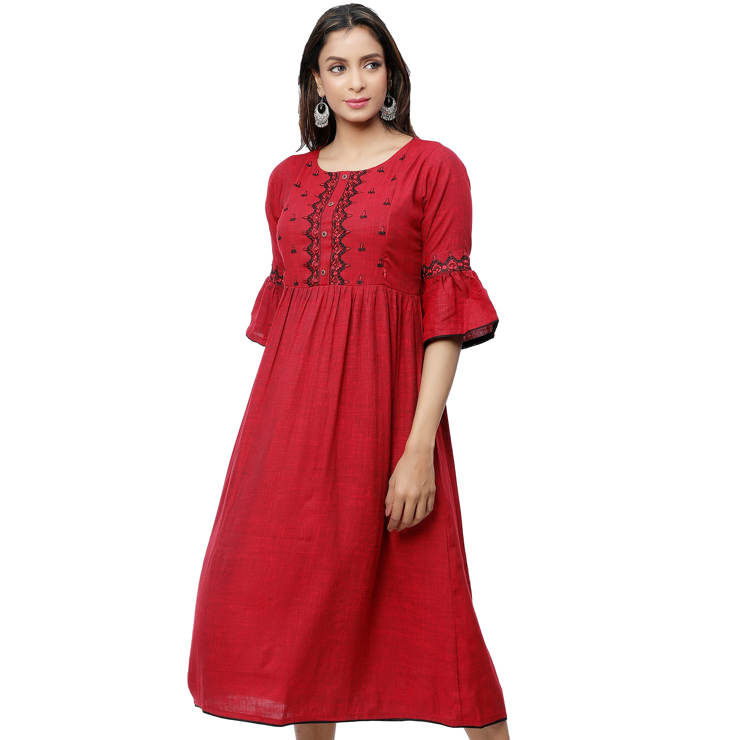 CEE 18Women's Cotton Rayon A-Line Maternity Feeding Kurti with Zippers (10005)