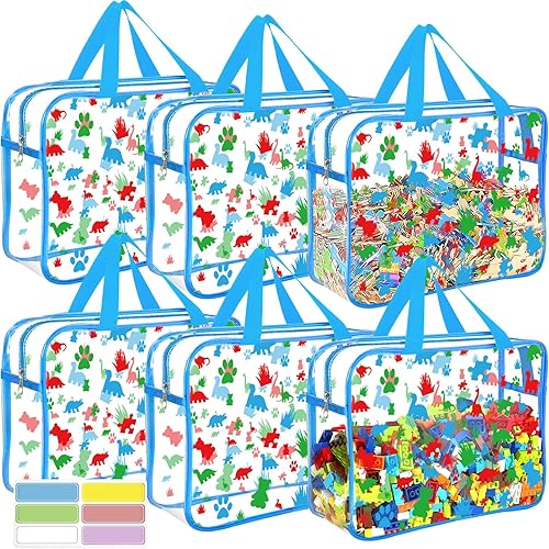 Miniatura 12 de 6 Paquetes de Bolsas Grandes para Almacenamiento de Juguetes con Etiquetas, Bolsas Transparentes Reutilizables de PVC para Juegos de Mesa, Bolsas