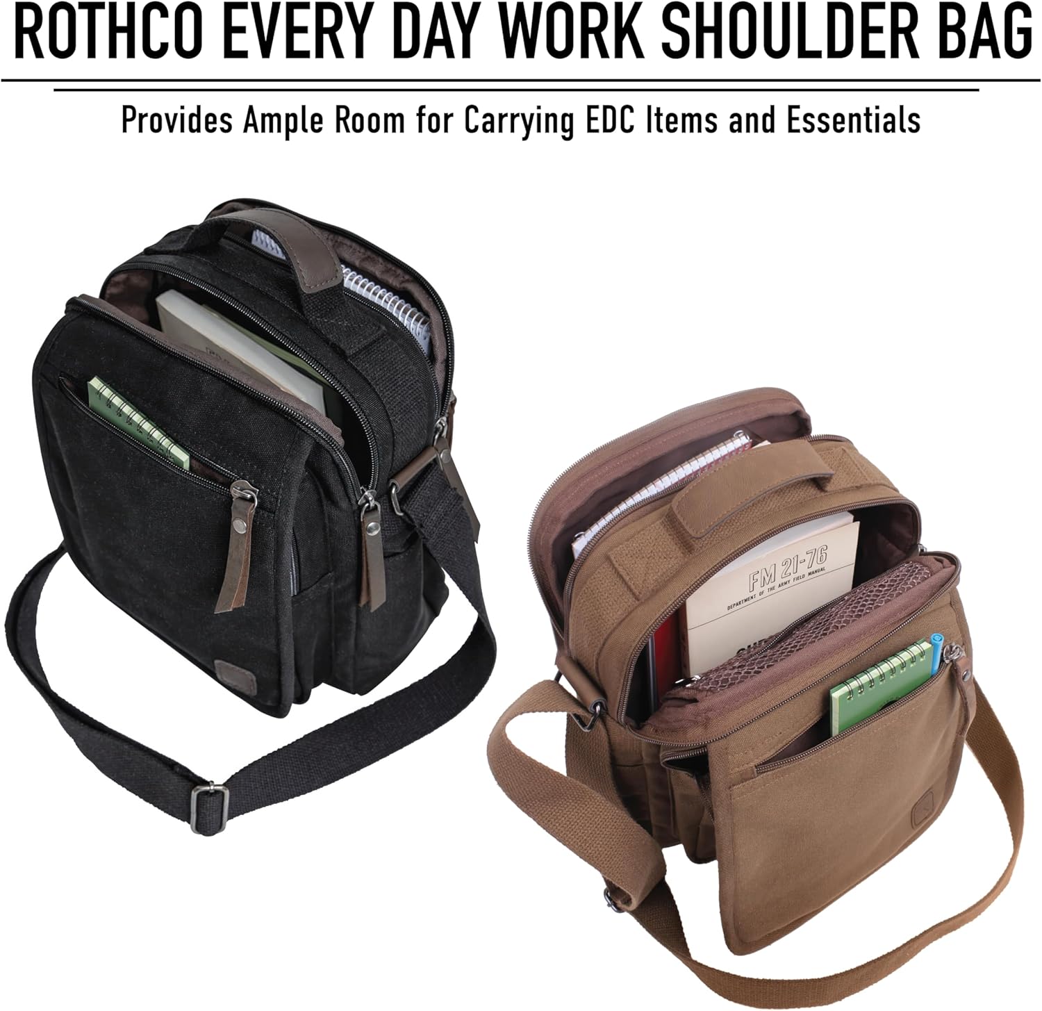 Rothco Compact Every Day Work Canvas Shoulder Bag - EDC Essentials and Daily Commutes