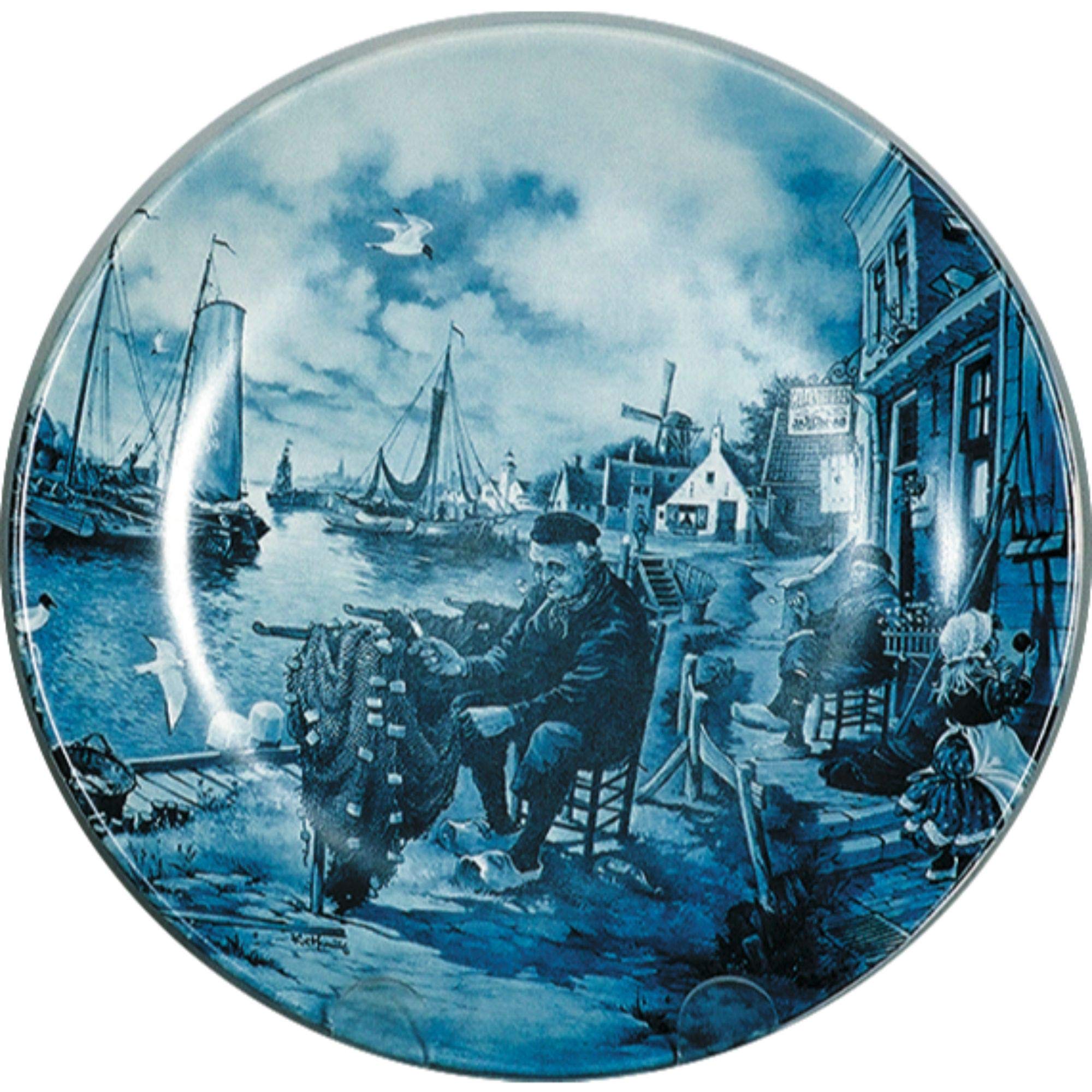 Essence of Europe Gifts Collectible Dutch Gift J.C Van Hunnik Fisherman Scene Decorative Blue 8