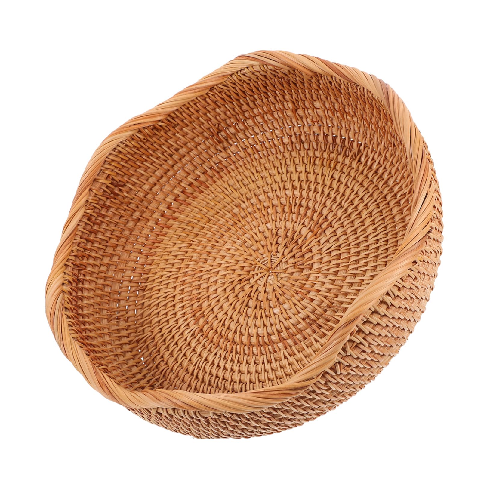 Cesta de Ratán Redonda para Pan y Frutas, Tejida a Mano, Beige, Adecuado para Cocina y Hogar, Organizador Decorativo