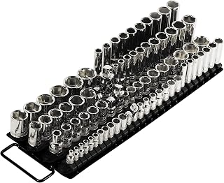 ARES 60038 - Black 80-Piece Socket Organizer - 1/4-Inch, 3/8-Inch, and 1/2-Inch Drive Socket Rails Hold 80 Sockets and Keep Your Tool Box Organized