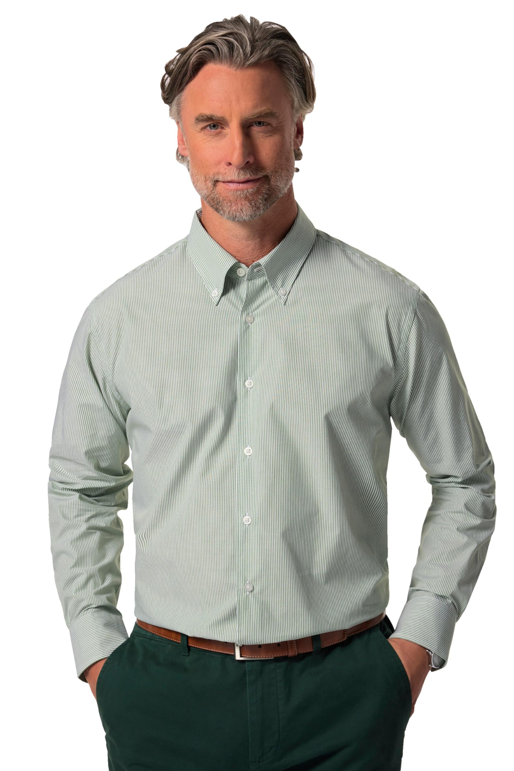 Boston Park Herren große Größen Übergrößen Menswear L-8XL Streifenhemd, Langarm, Buttondown-Kragen, Comfort Fit 829992