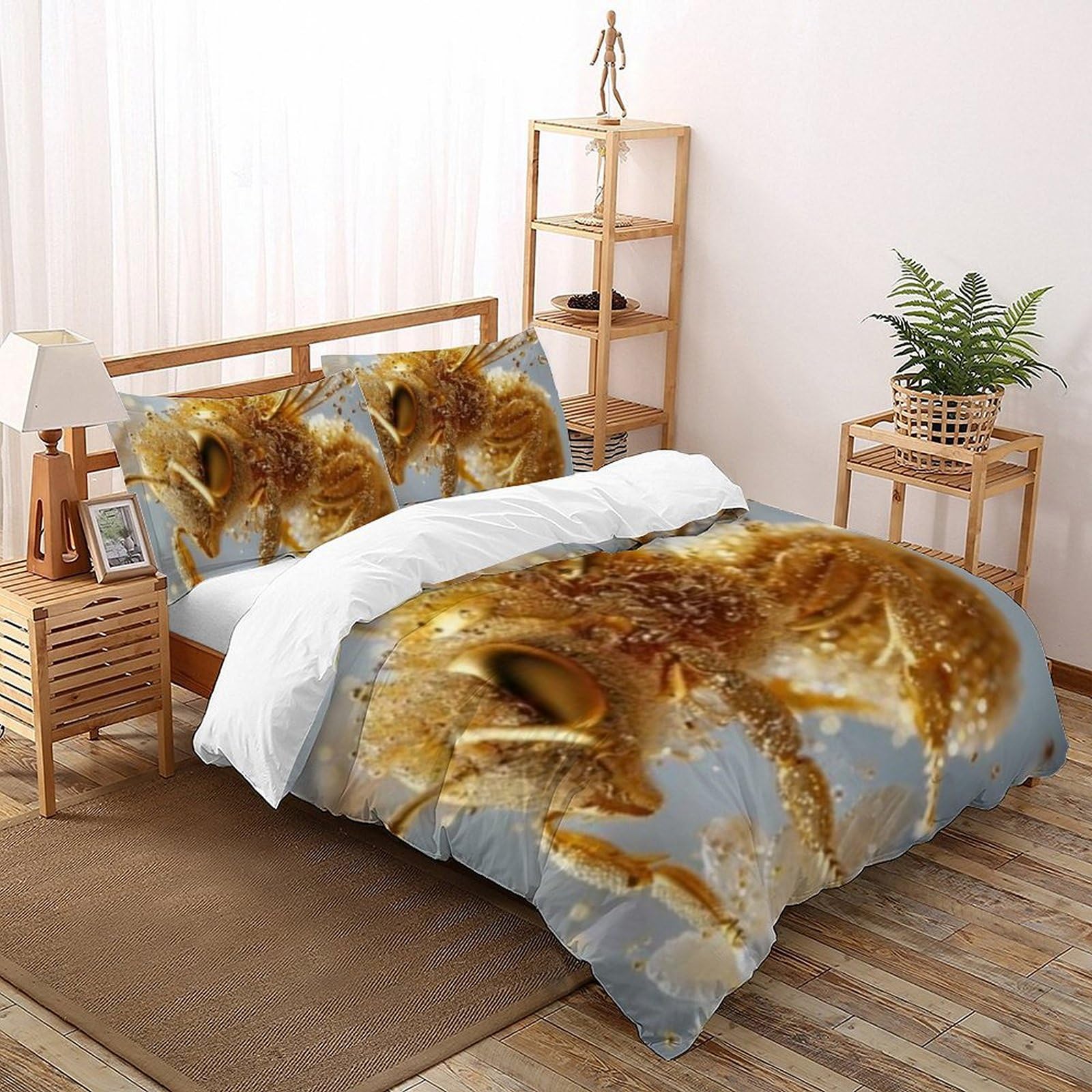 Housse de couette double microfibre Les Abeilles 200x200cm pour lit garçon sans repassage 3D