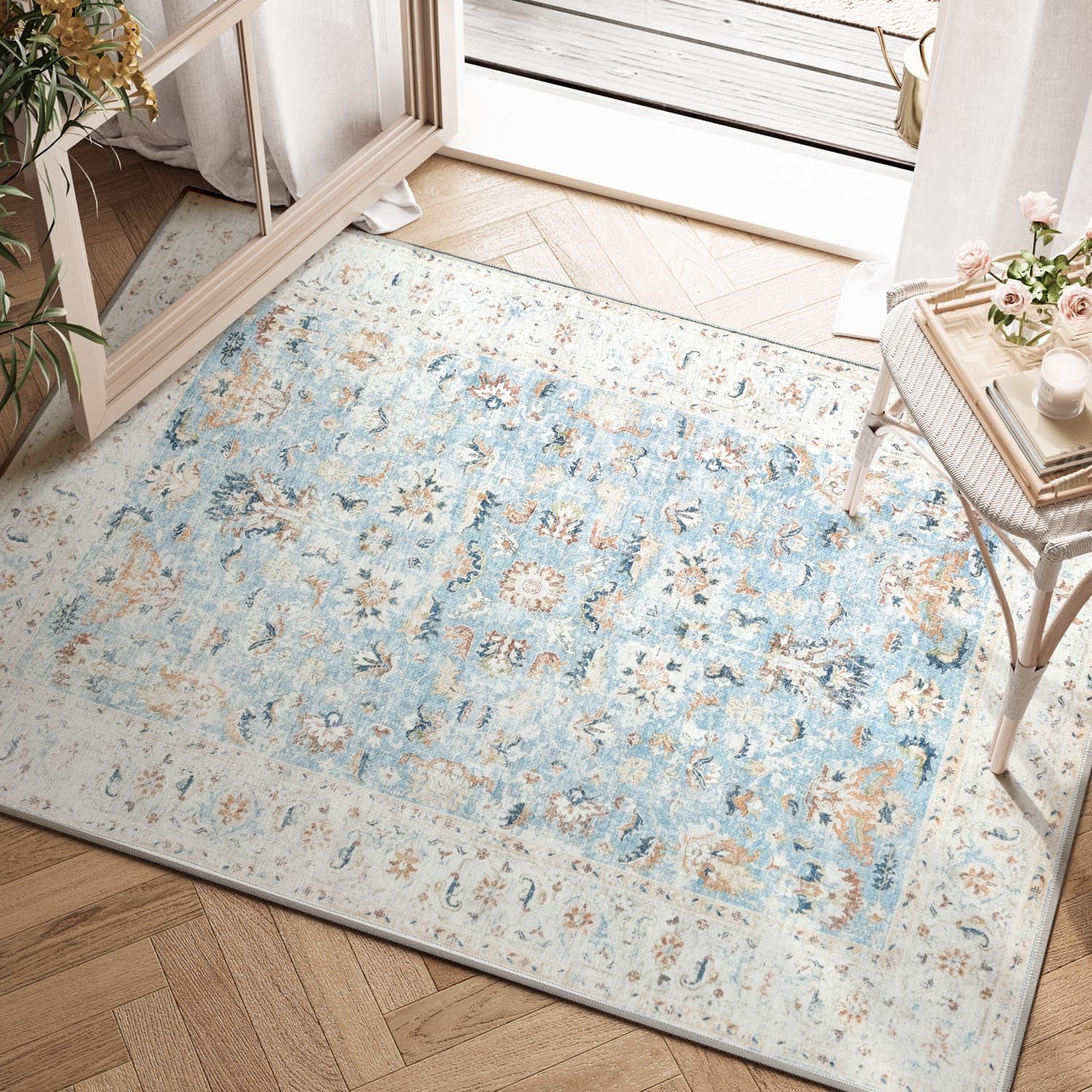 Amazon.com: jinchan Area Rug 2x3 Entryway Rug - Washable Vintage