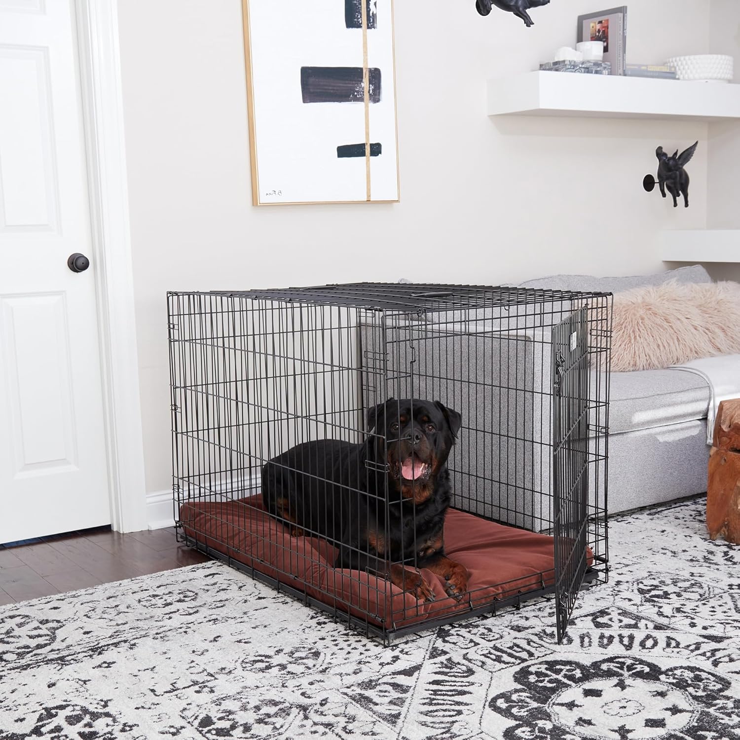 South Pine Porch Piper Premium Microfiber Reversible Crate Pad with Removable, Machine-Washable Cover, Burgundy, Extra Large (48 in. x 30 in.)
