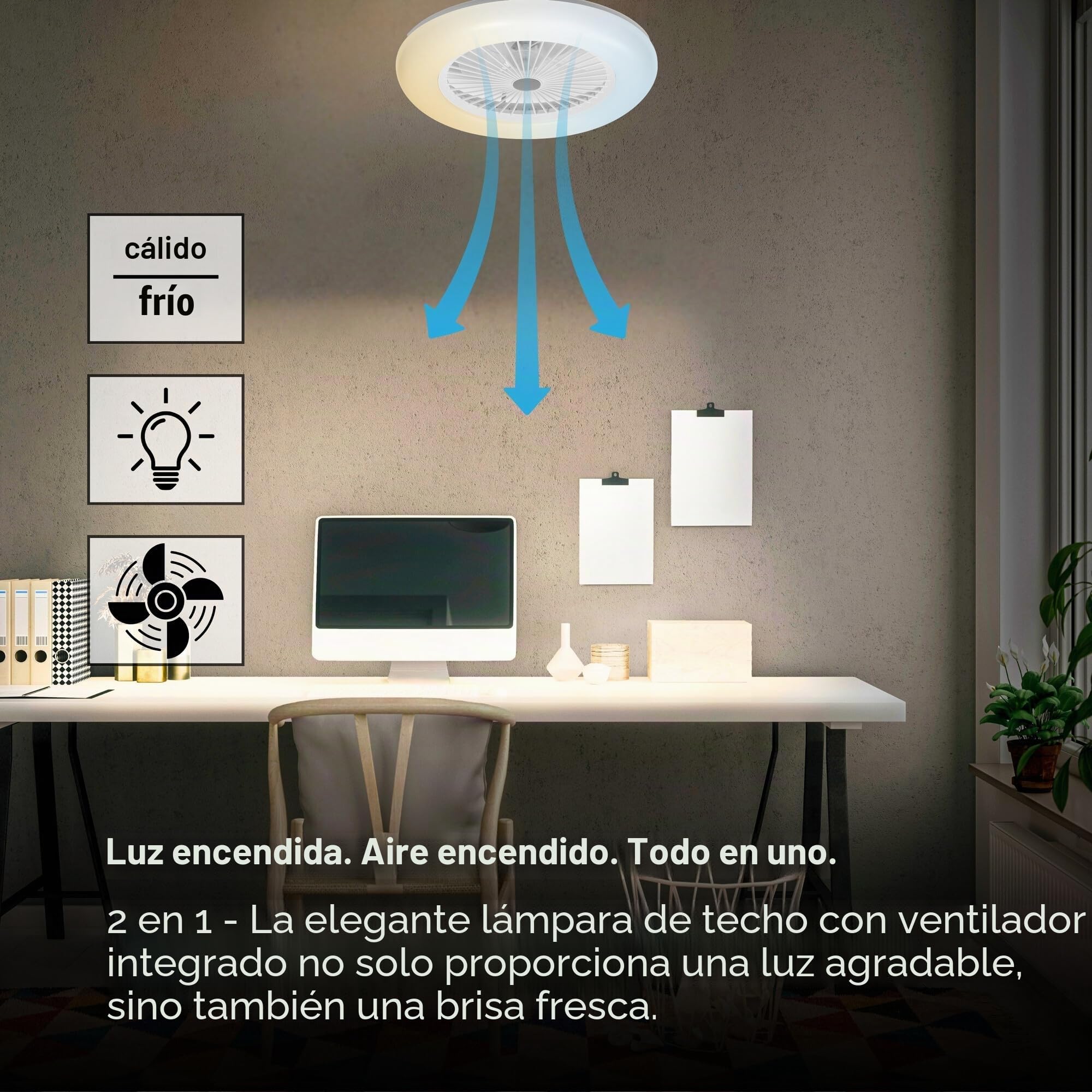 OSRAM Ventilador SMART+ WiFi con lámpara LED blanca | SMART+ Wifi Ceiling Fan LED, Indoor Wall Lighting, Blanco, 30000 h, Paquete de 1