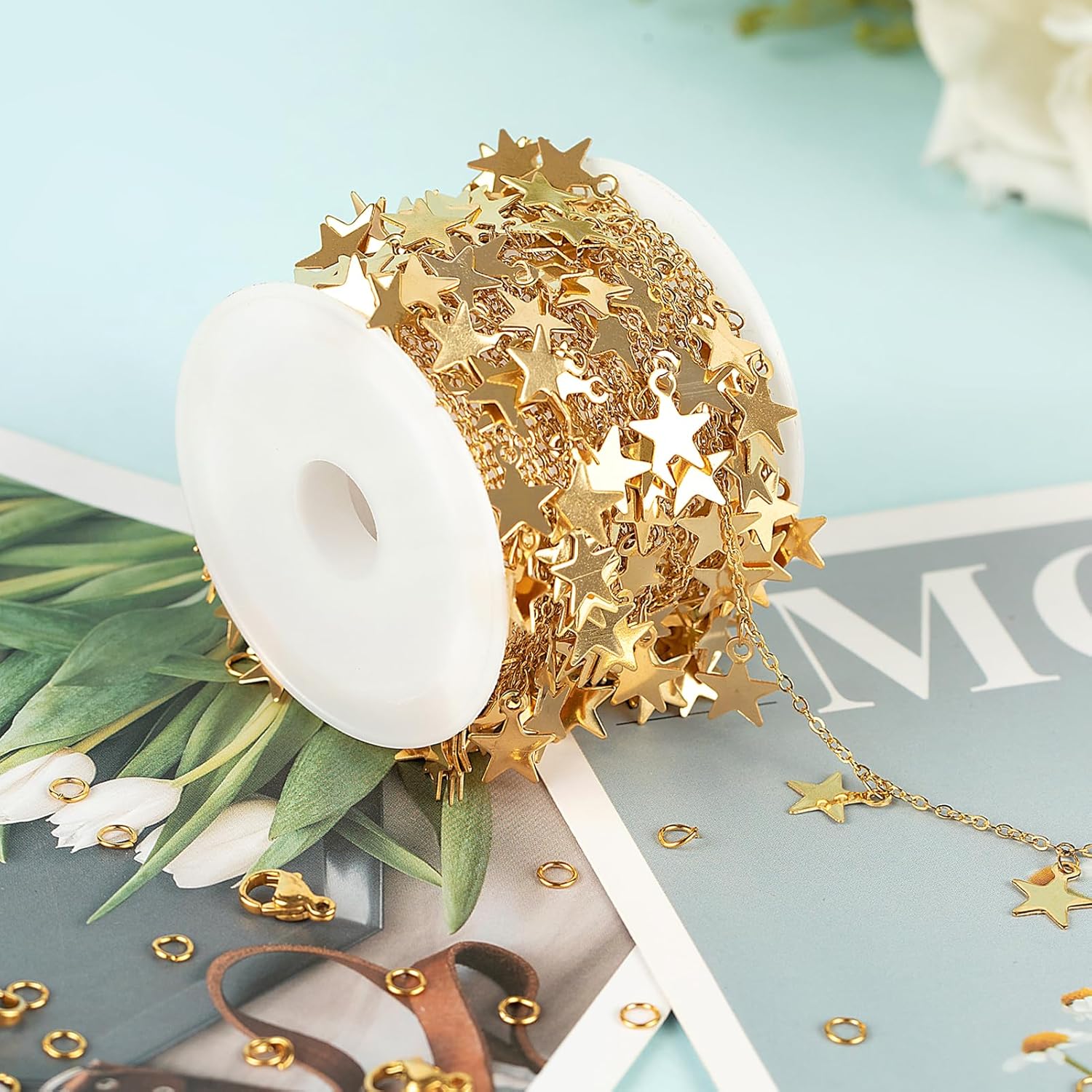 UMAOKANG 16.4 Feet Gold Plated Stainless Steel Chain for Jewelry Making Dangling Star Chains Bulk on Spool - Image 6