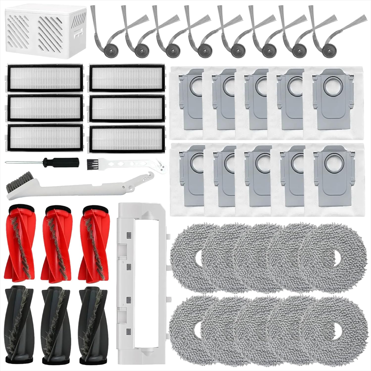 42 Pack Replacement Accessories for Roborock Qrevo Curv,Qrevo Curv S5X,Qrevo EDG,Qrevo Edge S5A,Qrevo S5V Robot Vacuum Cleaner,Main Brush,Main Brush Cover,Silver ion Module,Dust Bags,Filters