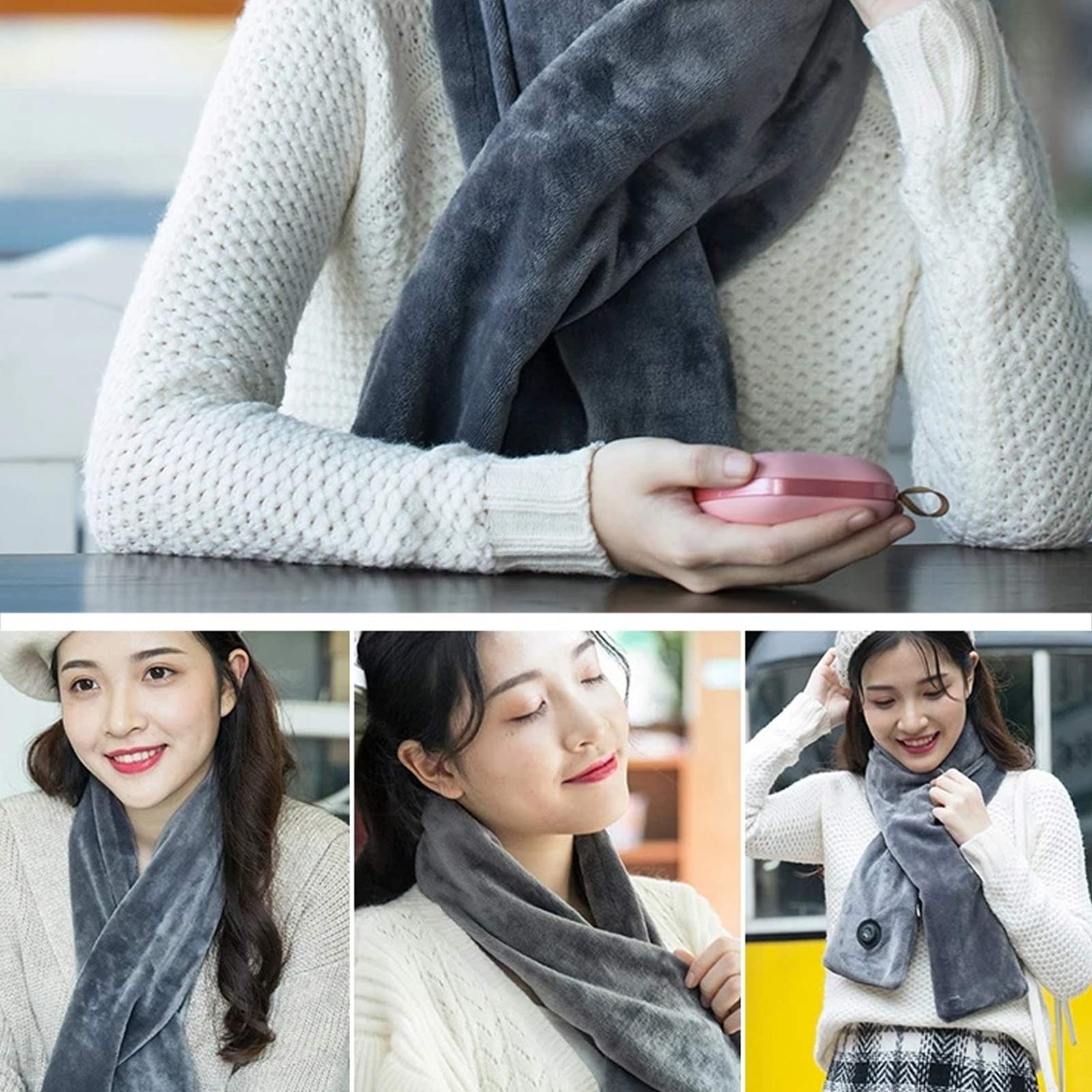Écharpe Chauffée, Meilleurs Cadeaux Pour Adultes, Garçons Et Filles, Coussin Chauffant Pour Soulagement De La Douleur, Niveaux De Chauffage, Thérapie Thermique Pour La Douleur Et La Raideur,Gris