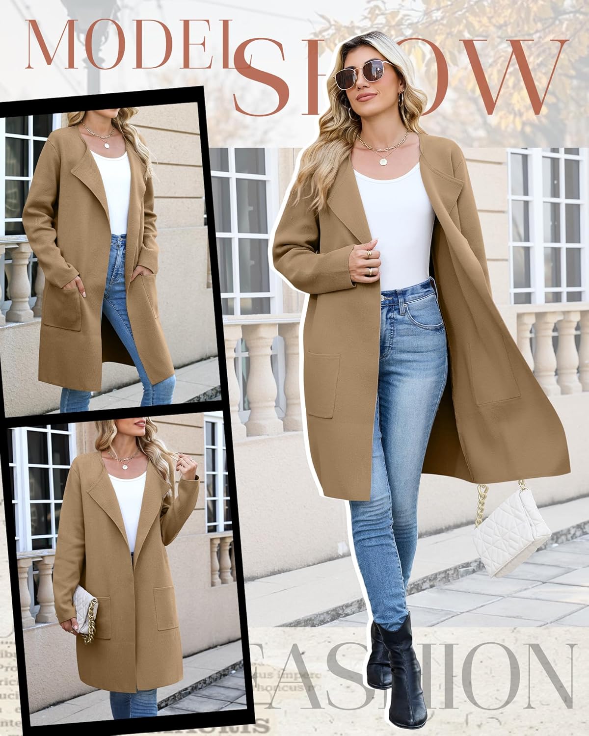 Women's Long Cardigan Sweaters Open Front Knit Lightweight Coatigan Fall Casual Long Sleeve Coat with Pockets - Image 2