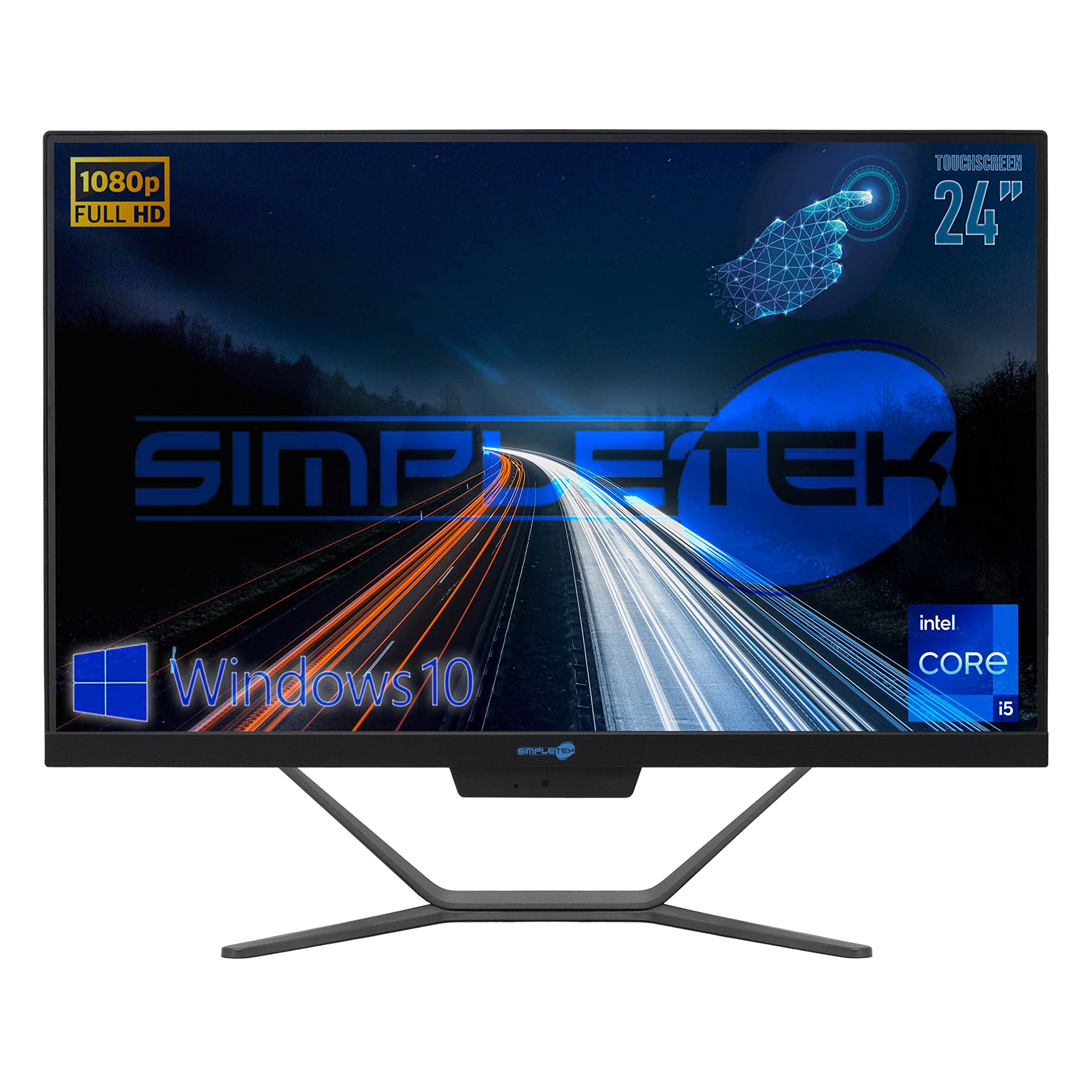SIMPLETEK PC All in One 24” TouchScreen Full HD Core i5 Fino a 3.20GHz | Windows 10 Pro 16GB RAM 240GB M.2 + 2TB | Webcam integrata WiFi5 Bluetooth 4.2 Desktop Computer Fisso Aio