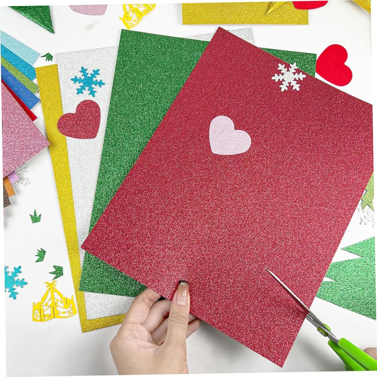 iplusmile 50pièces Papier Cartonné pour Scrapbooking Carterie et Loisirs Créatifs Papier de Couleur Pailleté pour Travaux Manuels et Fabrication de Cartes Couleur Aléatoire
