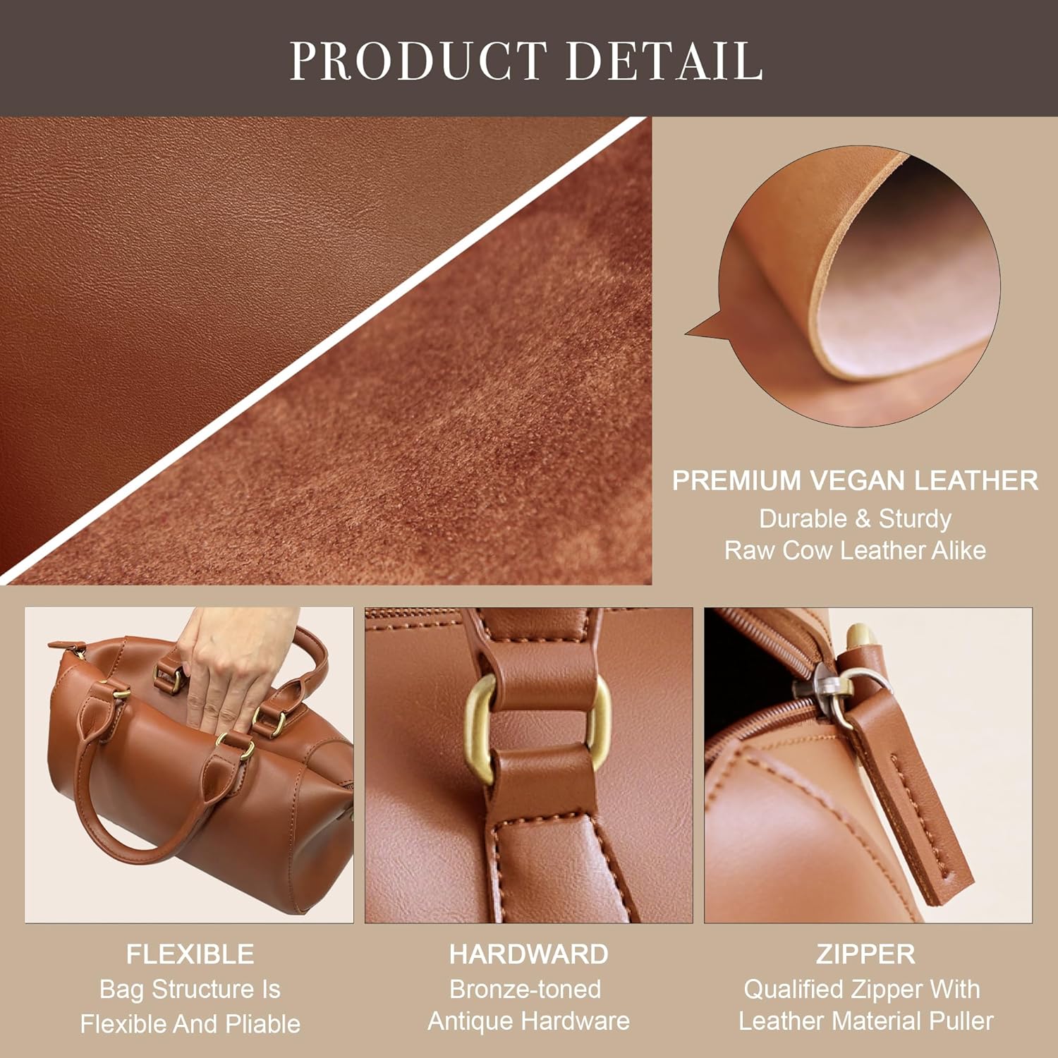 SUNLIGHT LEAVES Vegan Leather Boston Bag For Women Vintage Top Handle Satchel Retro Purse Classic Simple Shoulder Handbag - Image 5