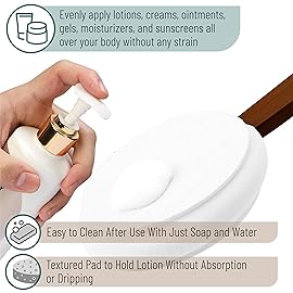 Slick- Lotion Applicator, 17 Inch, White, Back Applicator Lotion, Certified Organic, Easy Reach Washable, Self Tanner for All Skin Tone