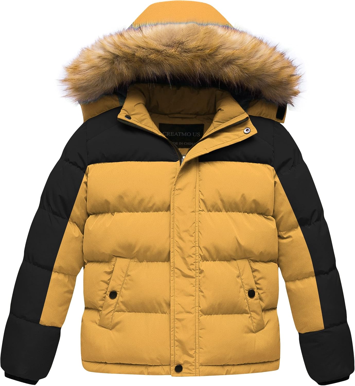 CREATMO US Boy's Water Resistant Winter Coats Warm Fleece Lined Outwear Windbreaker Ski Jacket