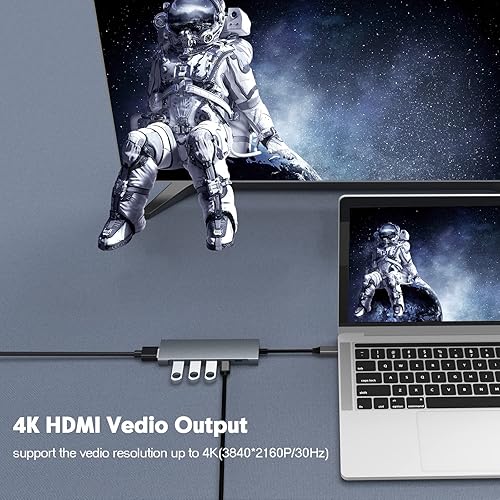 Miniatura 4 de Hub USB C, adaptador multipuerto HUBFINDER 9 en 1 con entrega de energía de 100 W, salida HDMI 4K, 3 puertos de datos USB 3.0 y USB-C de 5 Gbps,